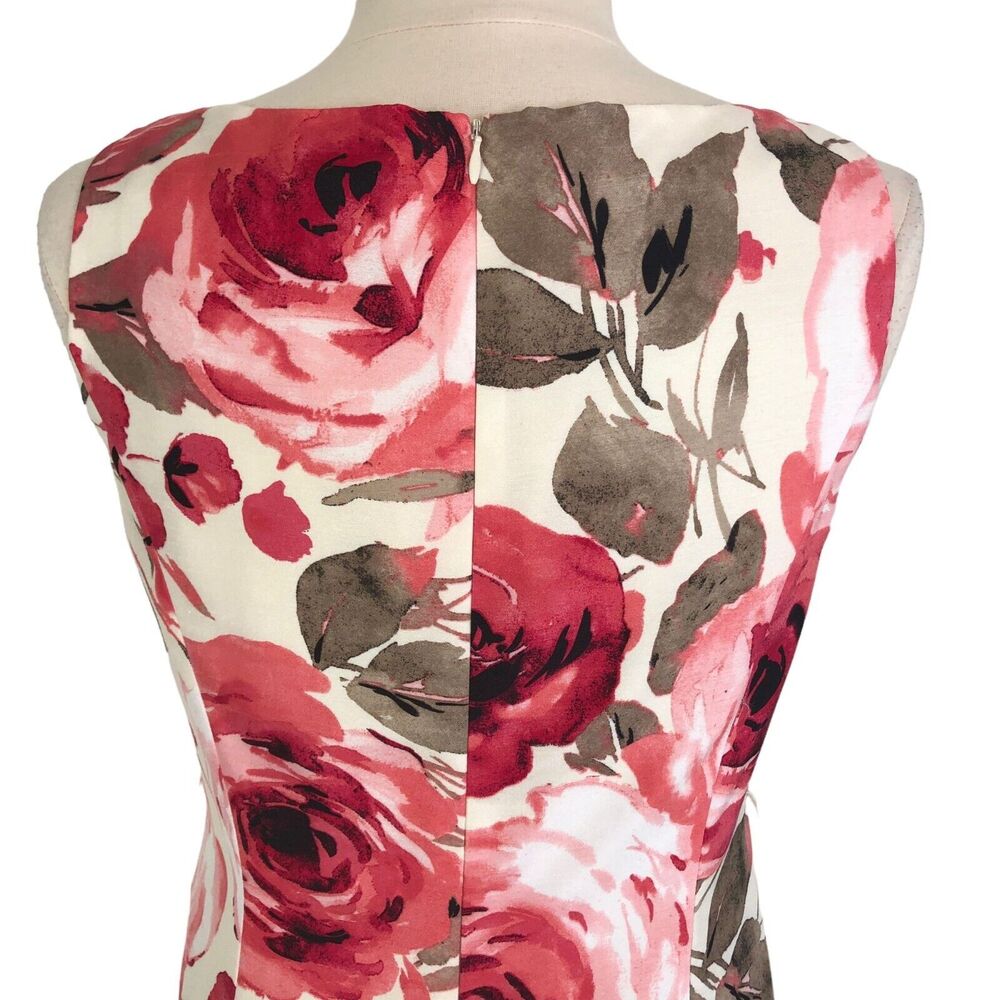Alex Marie Career Sheath Dress Lined Knee Length Boat Neck Sleeveless 6P Floral - Picture 10 of 11